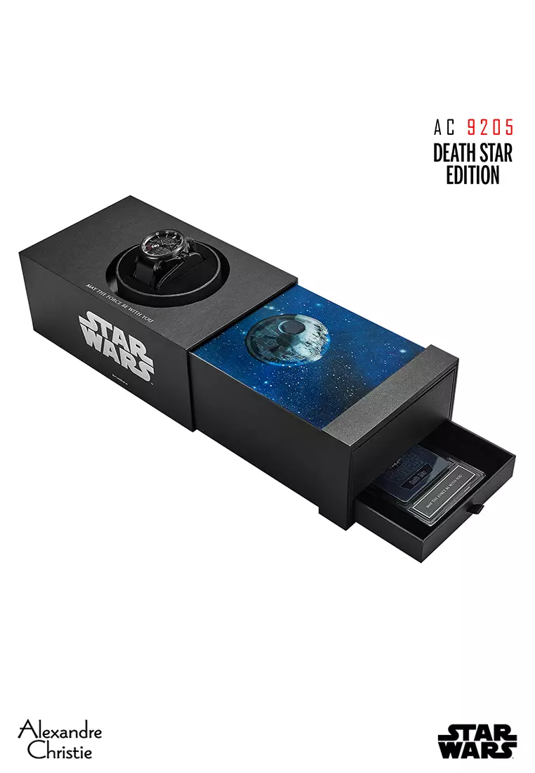 Alexandre Christie Star Wars Death Star Limited Edition Gift Set Automatic Men Black & White Dial Black Stainless Steel Premium Rubber 45mm - AC9205MARDS1