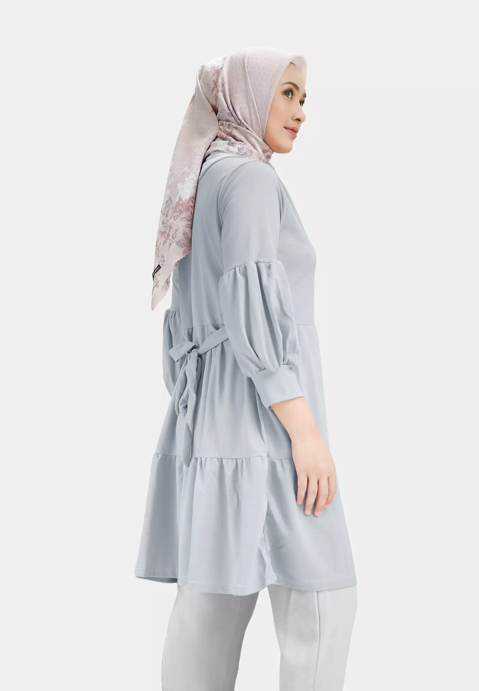Pralisa Daily Tunic Blouse | Atasan Wanita Lengan Balon - Cloud Blue