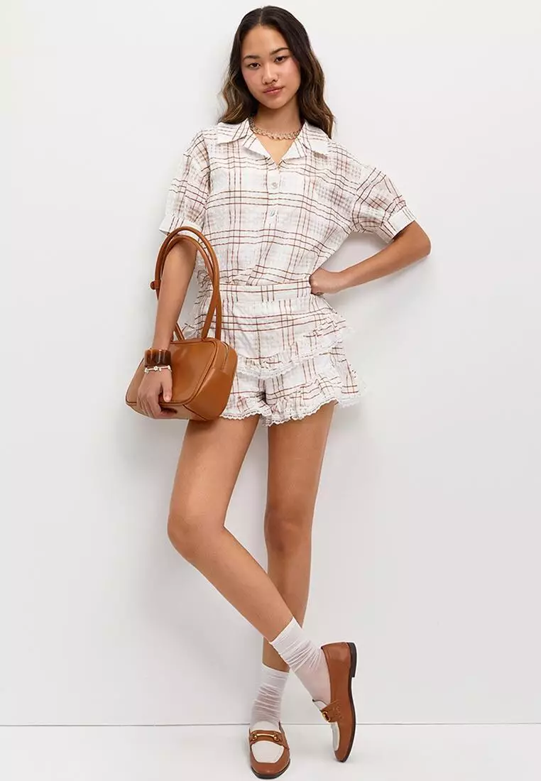 Checkered Ruffle Shorts
