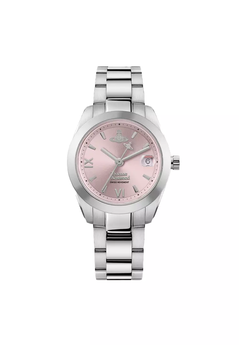 女士百搭手表銀色配粉色VV292