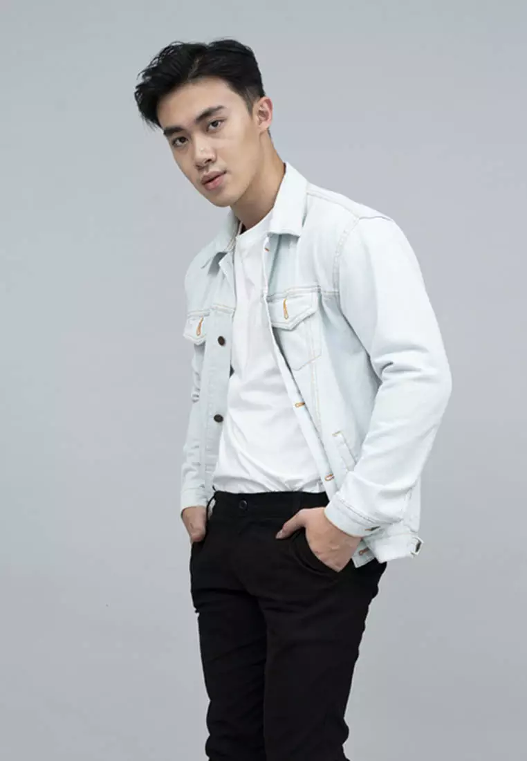 Jaket Jeans Pria Polos Tebal Dilan Jaket Biru Terang