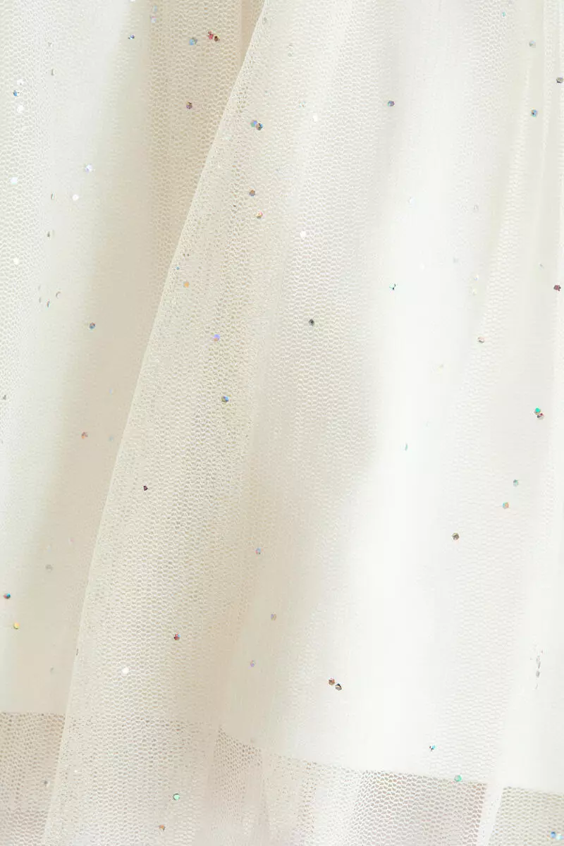 Printed tulle-skirt sweatshirt dress