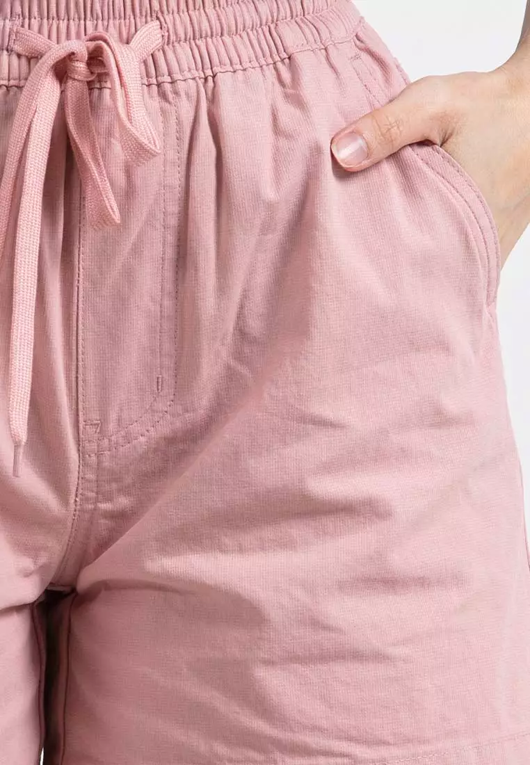 Forest Ladies Casual Cotton Short Pants Women Plain Drawstring Shorts - 865108-59LotusPink