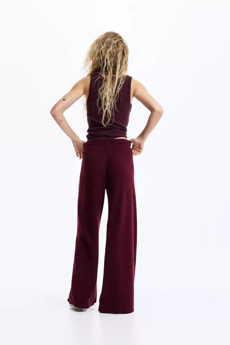 Waffled drawstring trousers