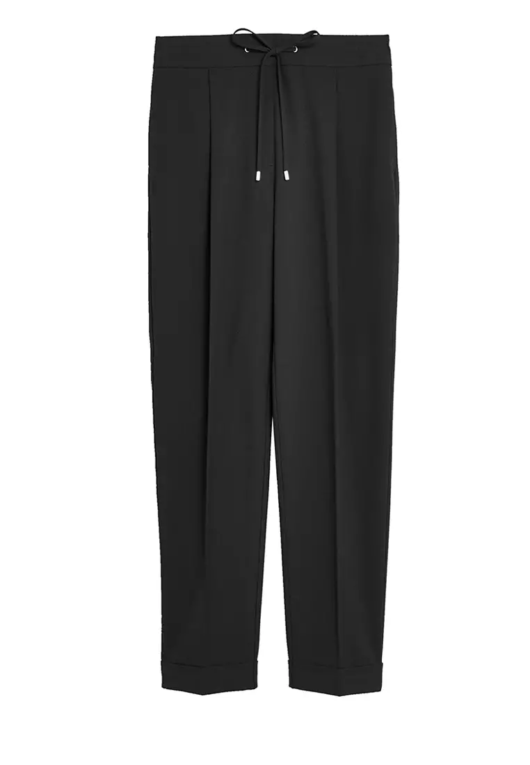 Drawstring Tapered Ankle Grazer Trousers