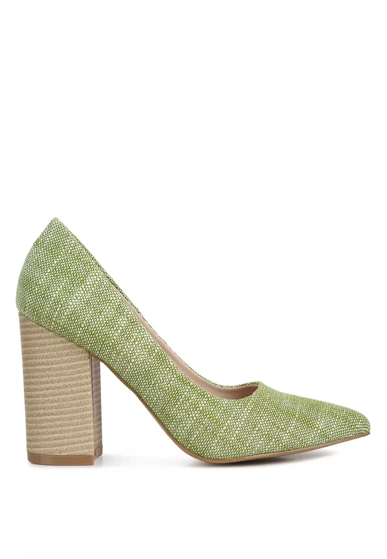 Discount on London Rag  shoes - SKU: Green Wide Fit Chic Block Heel Pumps