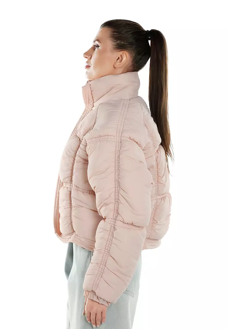 Jaket Puffer Tebal Warna Pink