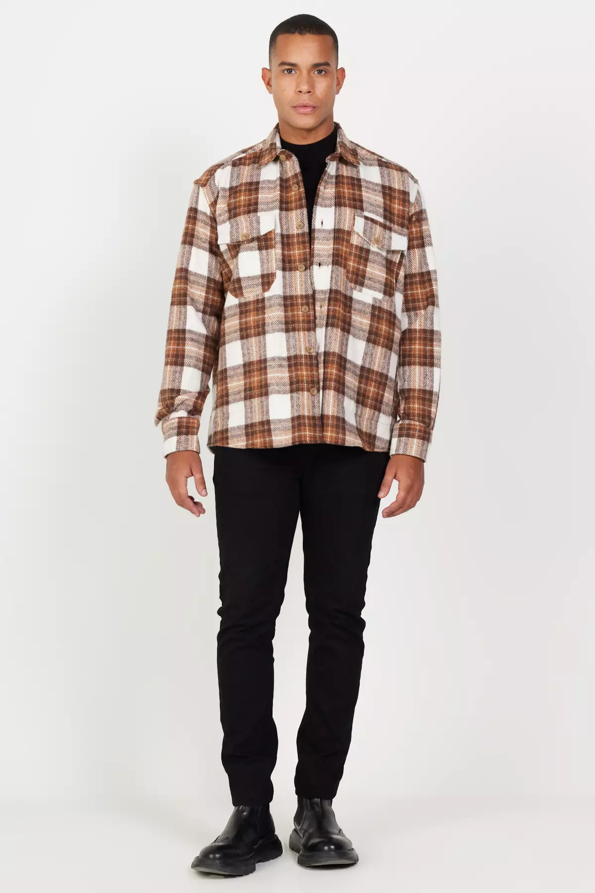 Plaid Patterned Lumberjack Shirt Jacket