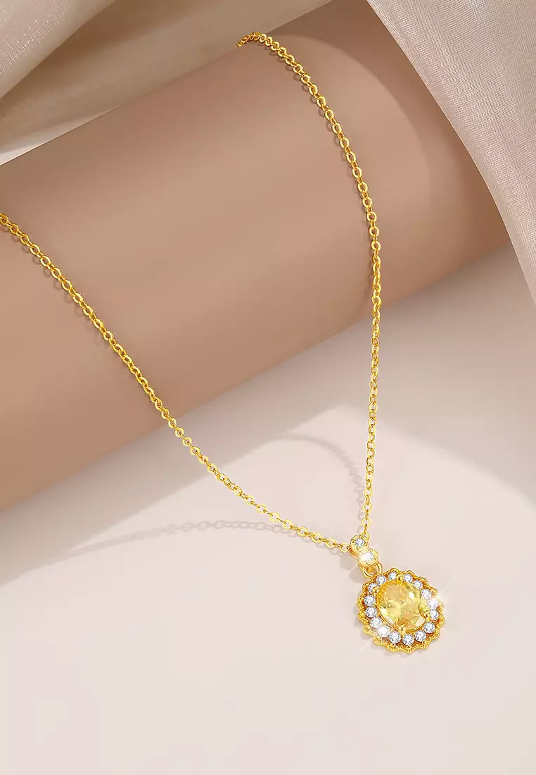 Kalung Wanita Mewah Elegan Berlian Zircon Original Perhiasan Cewek Necklaces Gold