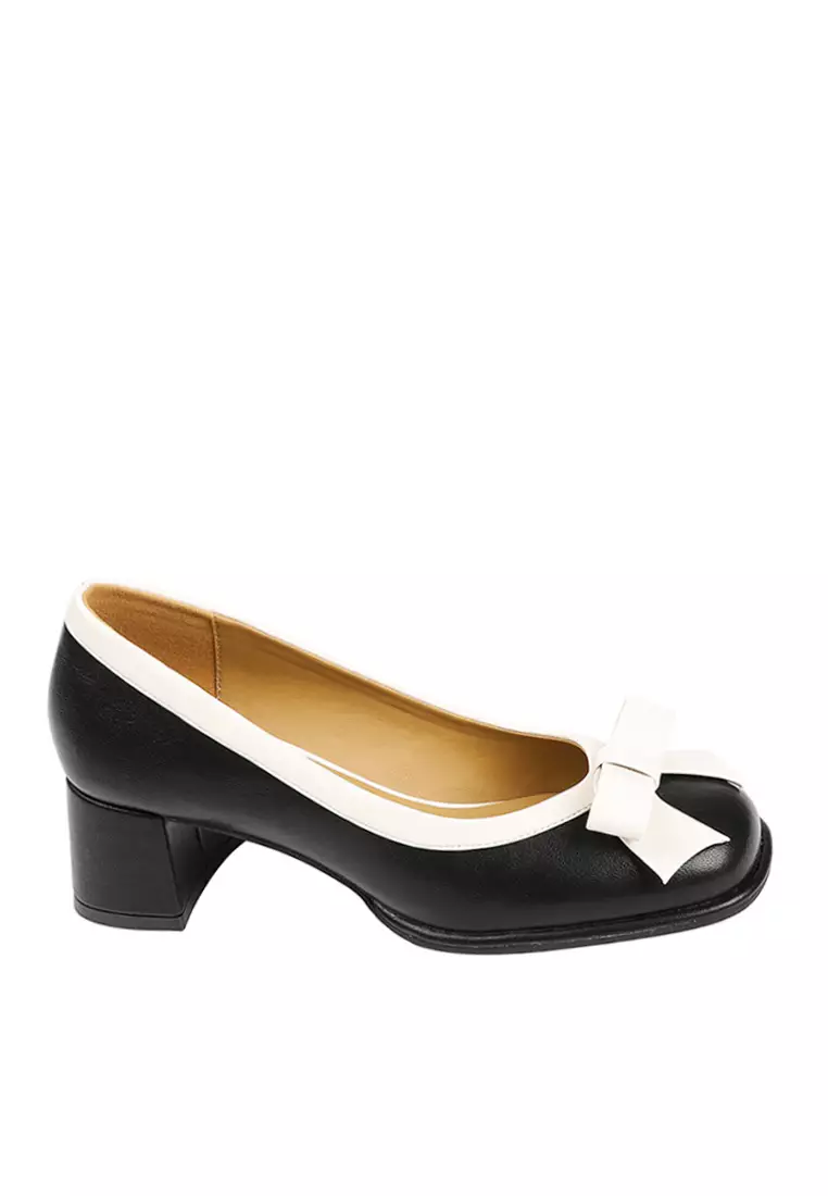 Discount on Twenty Eight Shoes  shoes - SKU: VANSA Contrast Color Round Toe Bow Mid-Heel Pumps VSW-H628-9
