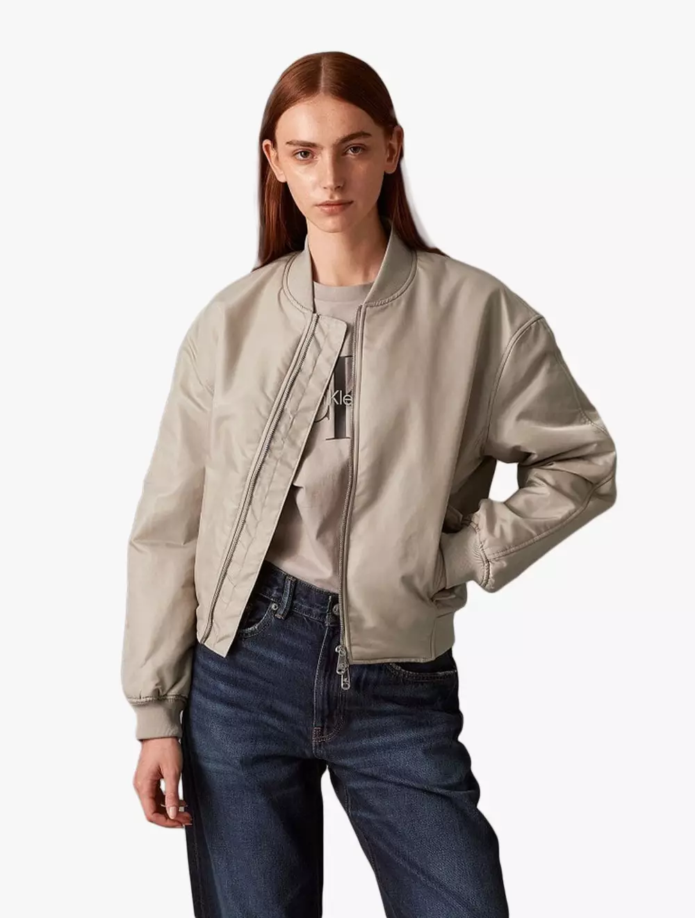 Calvin Klein - Padded Nylon Bomber Jacket - Beige - beige