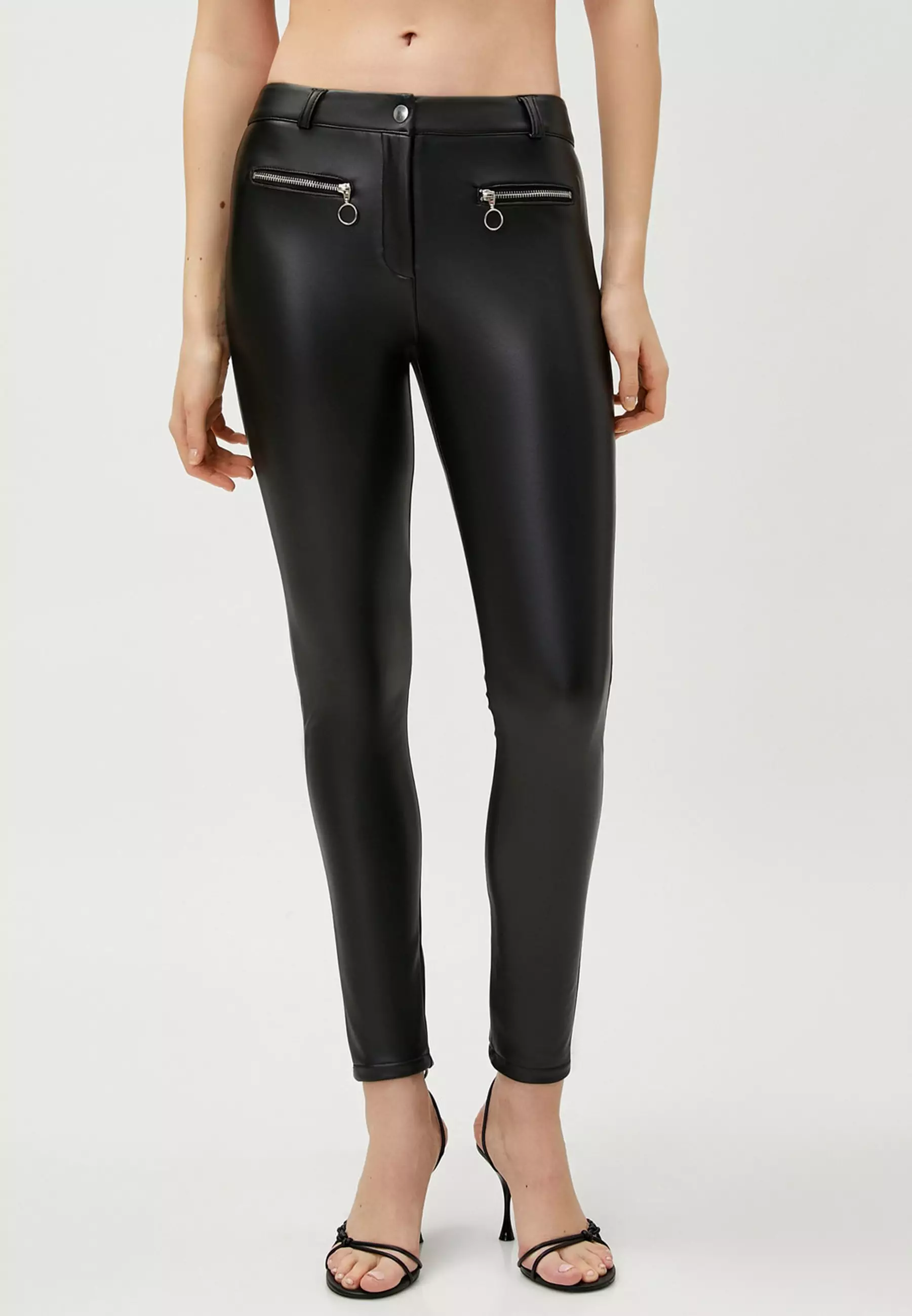 Leather look 2024 skinny trousers