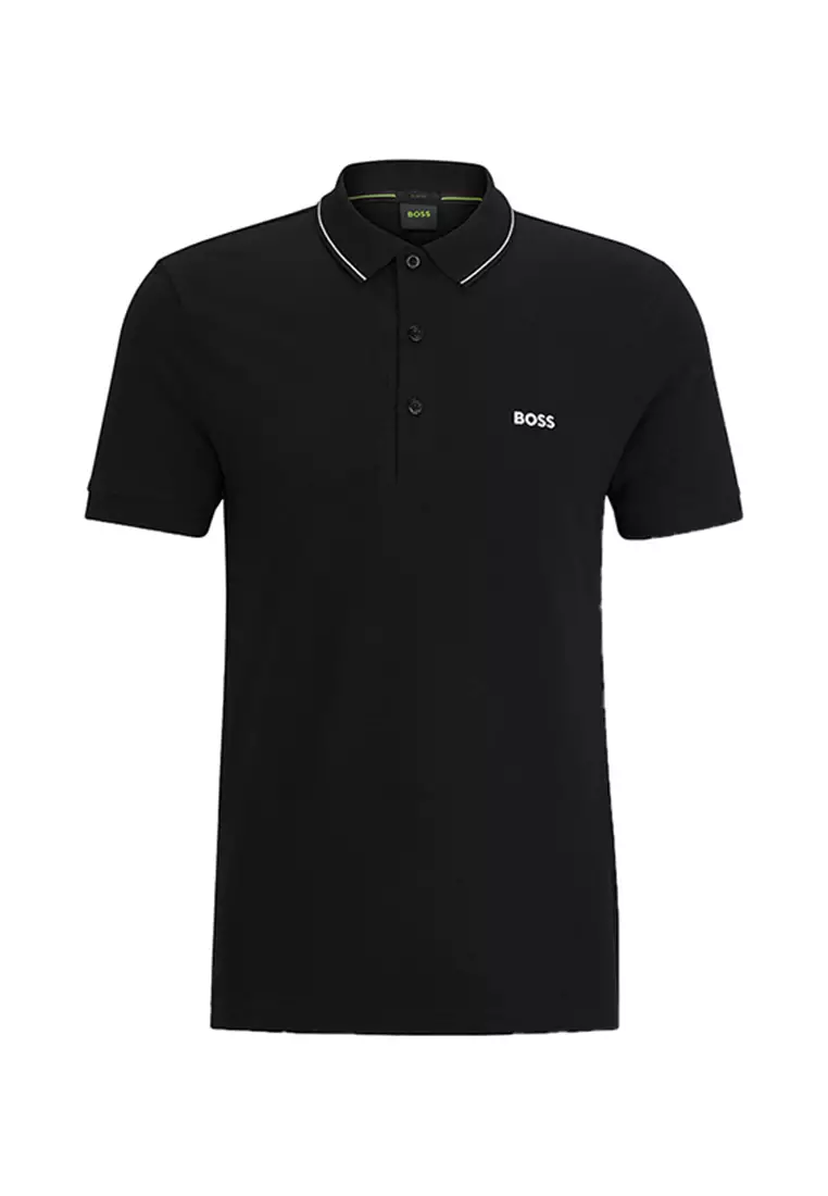 Jual Hugo Boss Paule Slim-Fit Polo Shirt Black White Original
