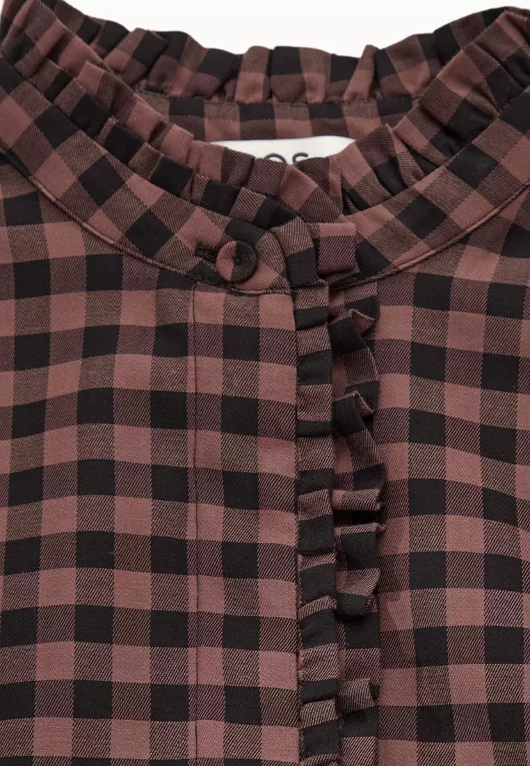 Belted Ruffled Midi Shirt Dress