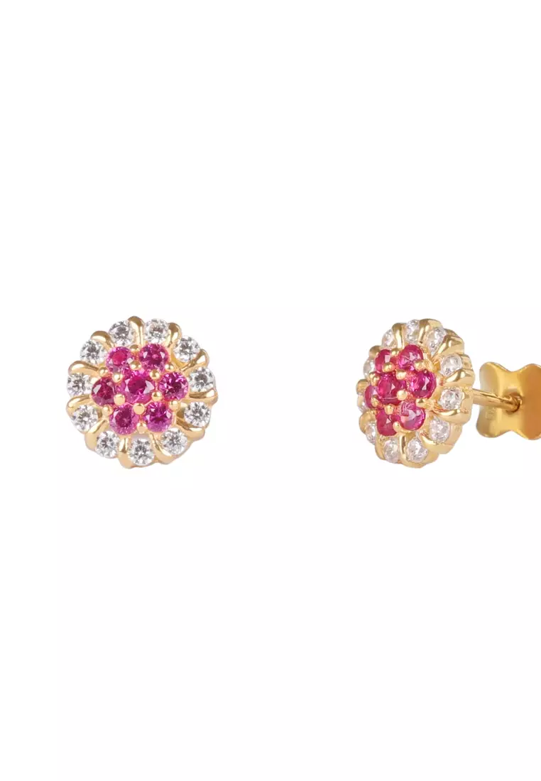 Rosa Flower Studs 14k Gold