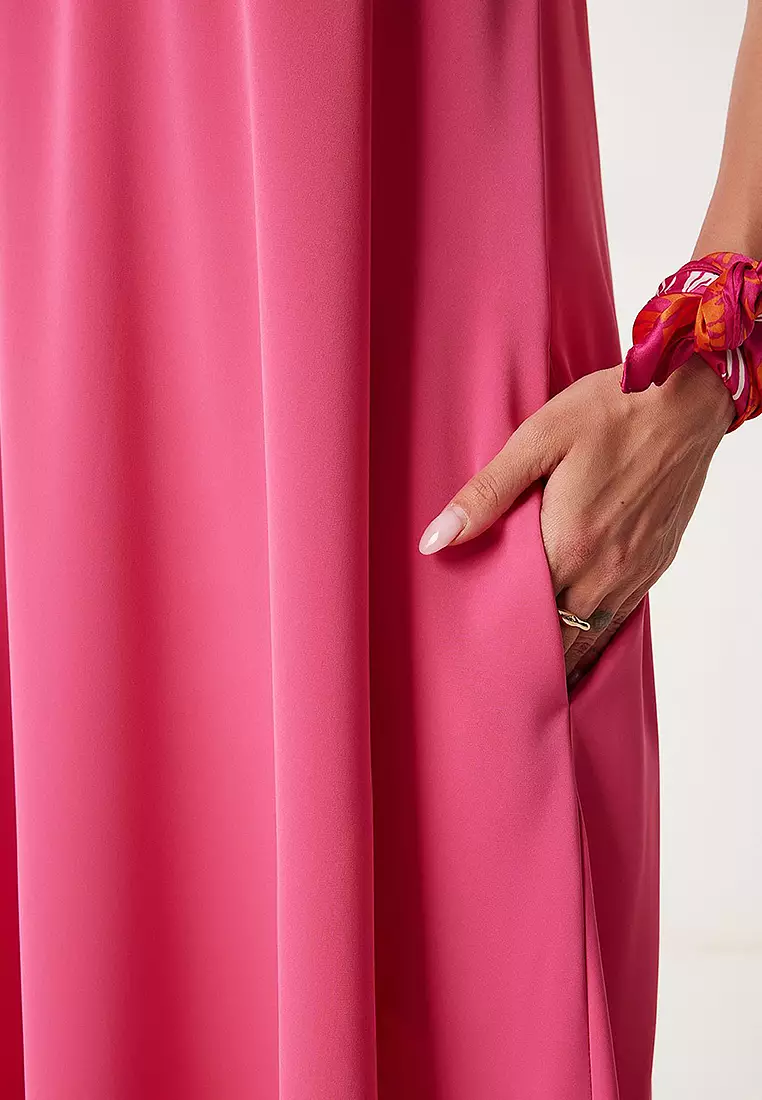 Halter Neck Draped Long Stylish Dress