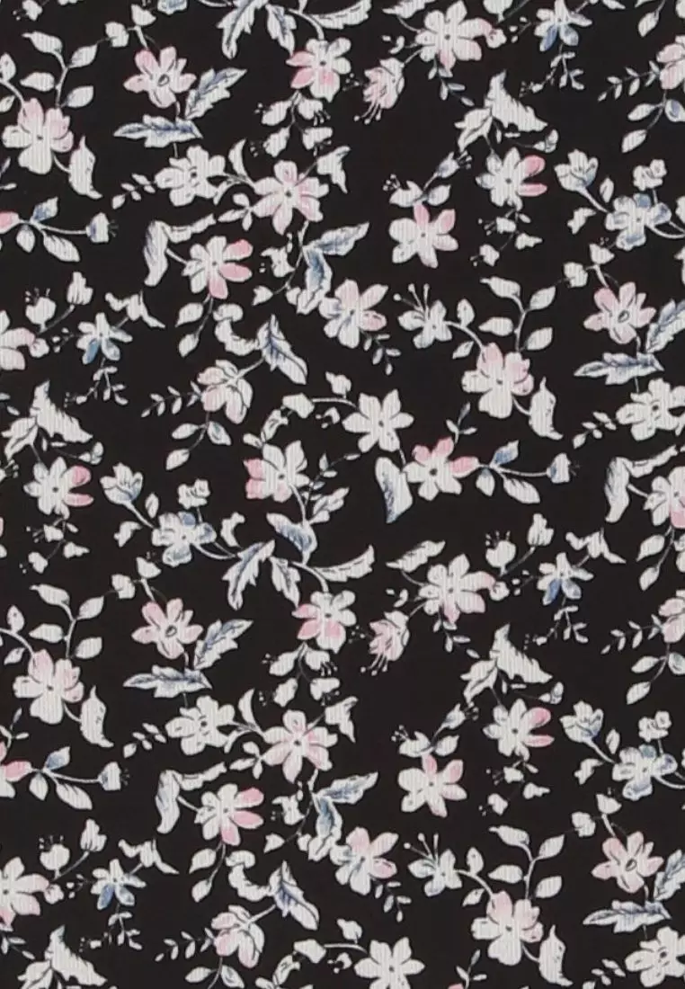 V領碎花傘襬荷葉袖雪紡上衣《AB16518》