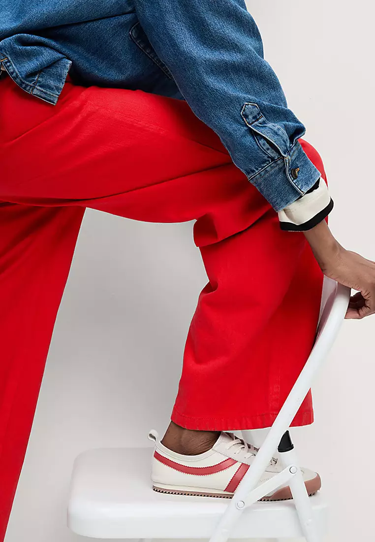 Denim Drawstring Wide-Leg Trousers