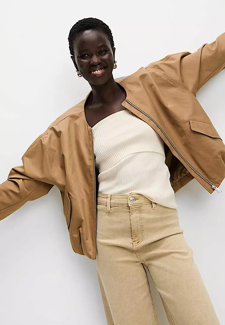 Ribbed Slim Fit Crop Bardot Top