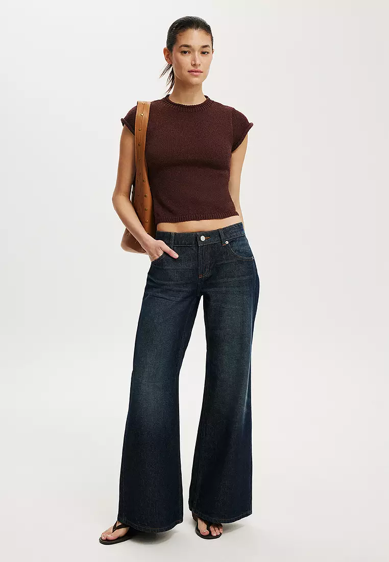 紋理短袖針織上衣