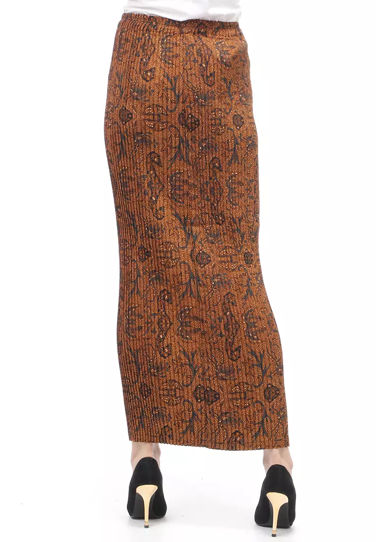 Rok Plisket Motif Batik Bawahan Wanita Design Casual - Wahyu Temurun