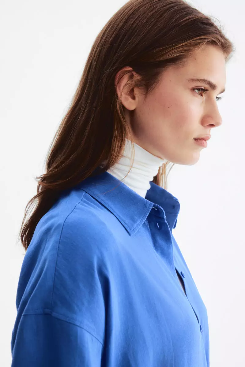 Oversized linen-blend shirt