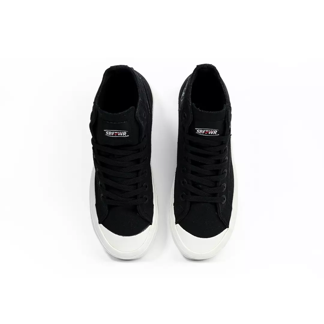 Saba Basic High All Black White - Sepatu Sneakers Casual Pria Wanita