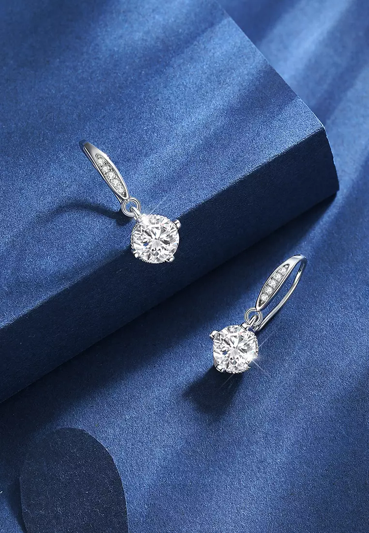 Anting Wanita Berlian Fashion Elegan Perhiasan Platinum Plated Zircon Anting Cewek Earrings E010