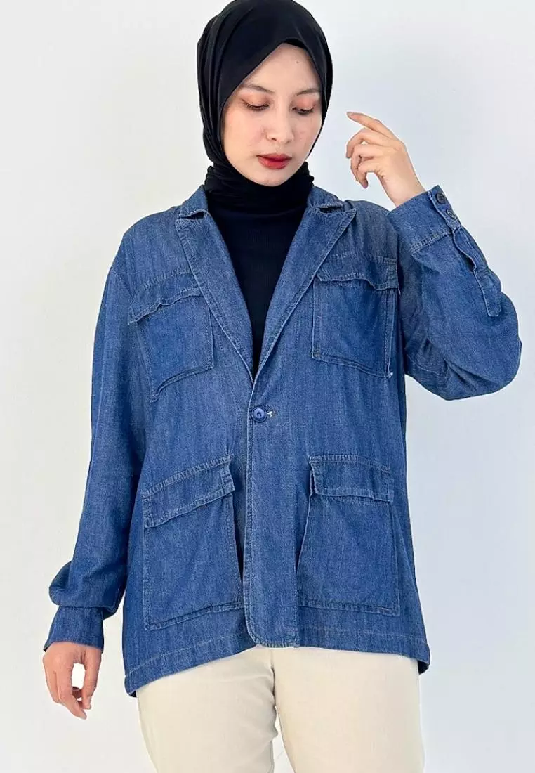Kinara Blazer Denim - Dark Blue