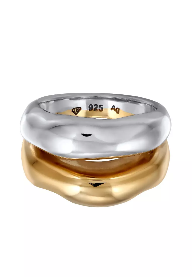 Cincin Perhiasan Perak 925 Wanita Organic Gold Plated