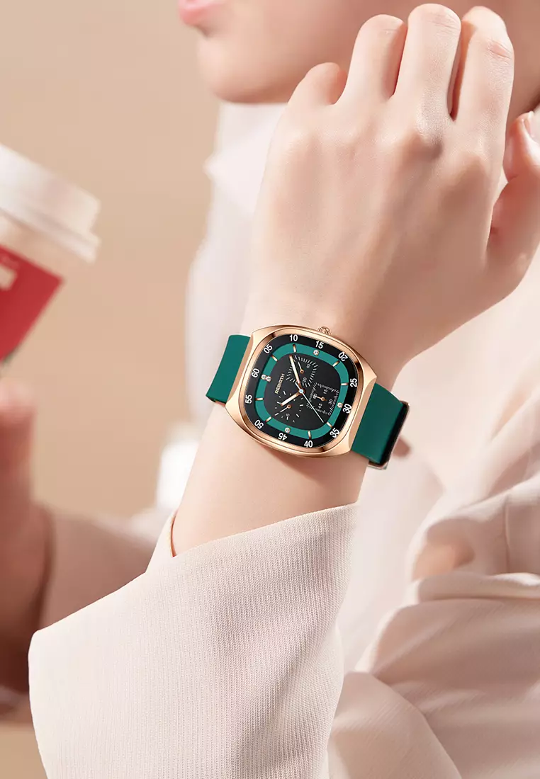 Jam Tangan Wanita Anti Air Original Kasual Mode Tali Silikon Jam Tangan Cewek Korea green