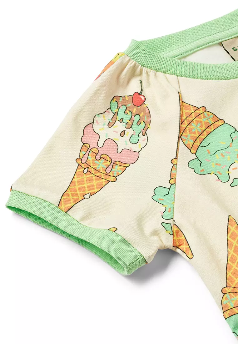 Short-sleeved Dress with ice cream