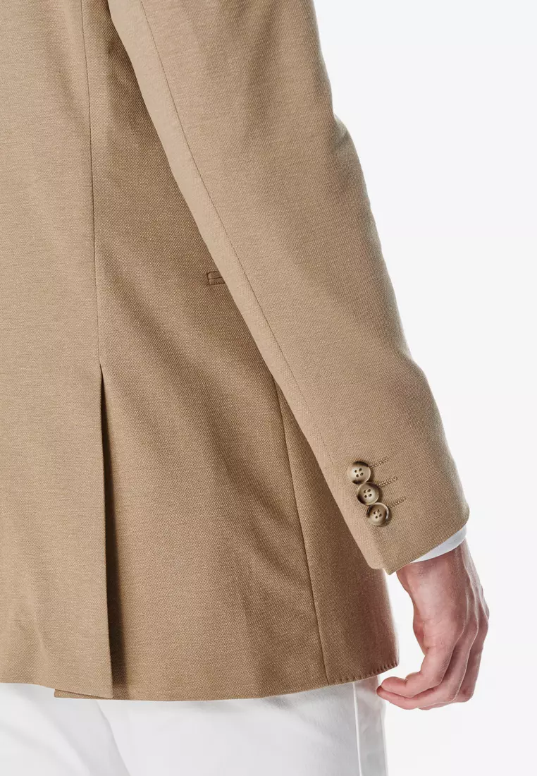 卡其涼感彈力針織休閒西裝外套
