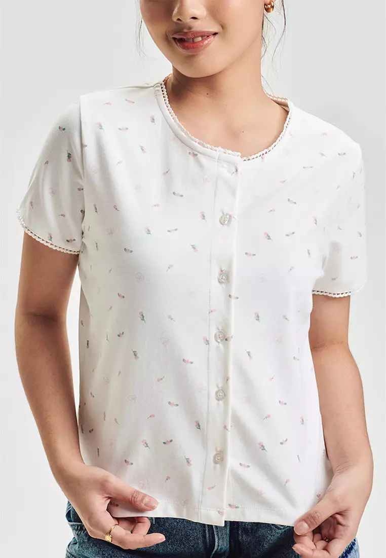 Floral All-Over Print Button Down Top