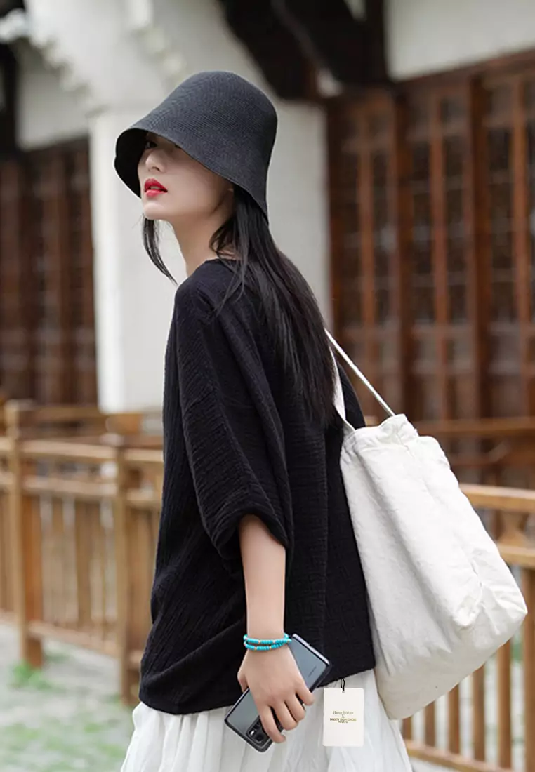 雙層竹節紋圓領T恤 BXF2524