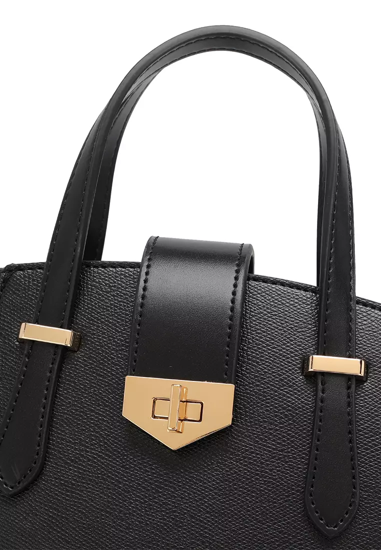 Women's Twist Lock Top Handle Bag / Sling Bag / Crossbody Bag (手拿袋 / 斜孭袋) - 黑色