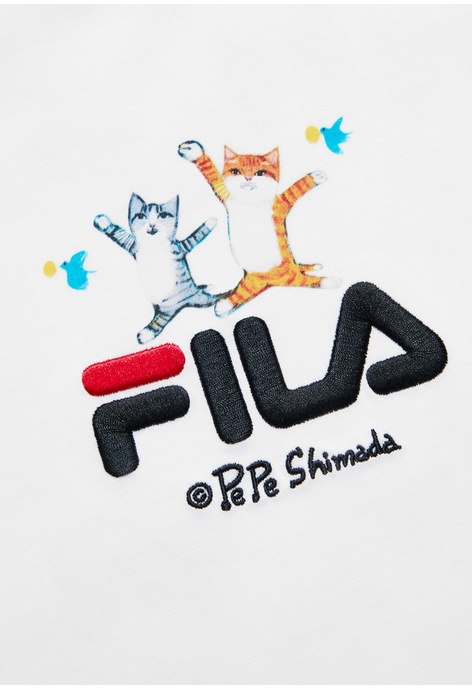 FILA FILA x Pepe Shimada 男裝刺繡 FILA Logo 貓咪印花全棉T恤
