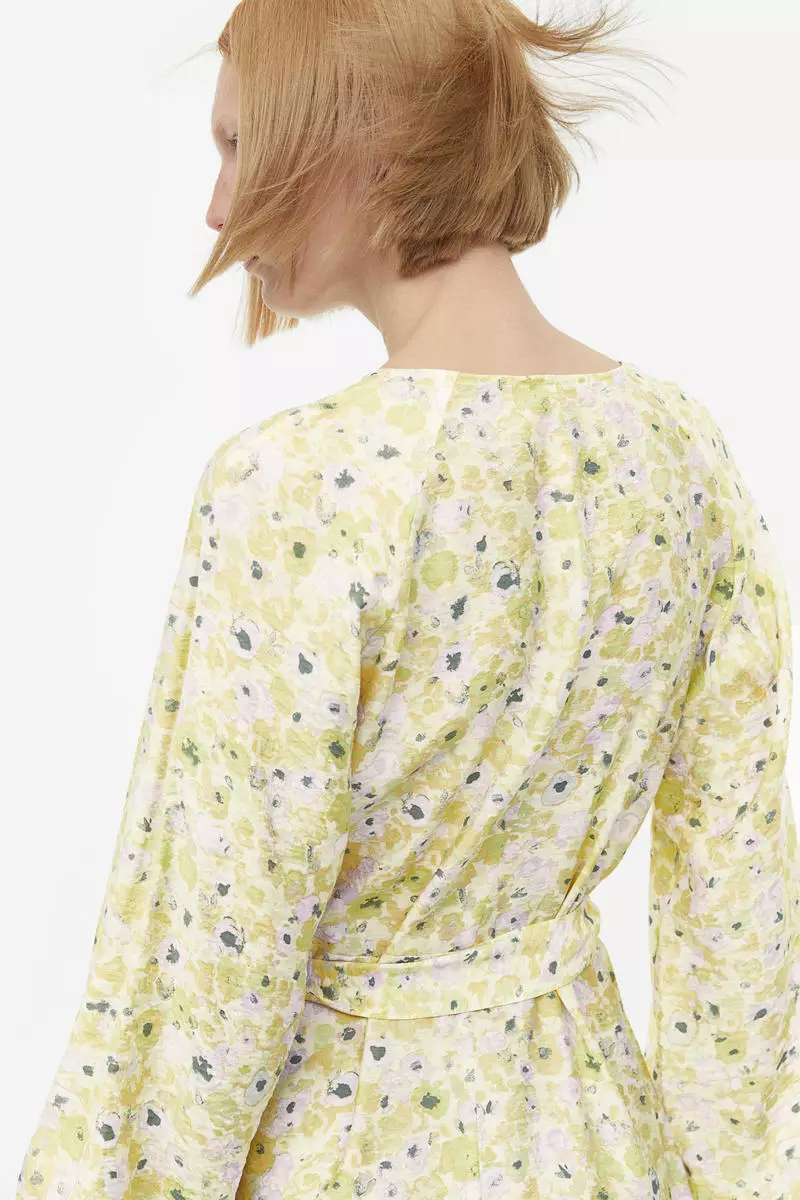 H&m yellow wrap dress 2025