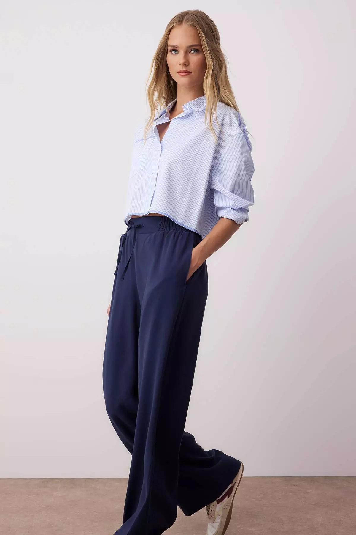 Indigo Modal Buy Elastic Wide Leg Pants