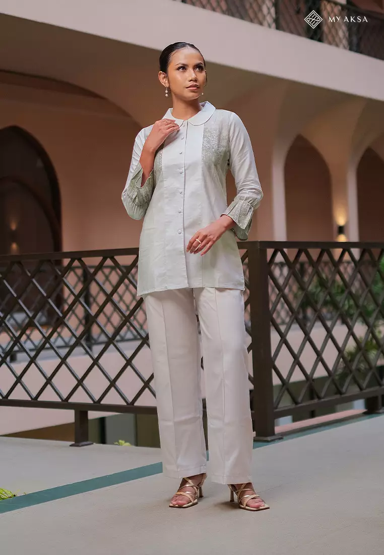 My Aksa Tunik Batik Wanita Lengan Panjang Al Barra Olive