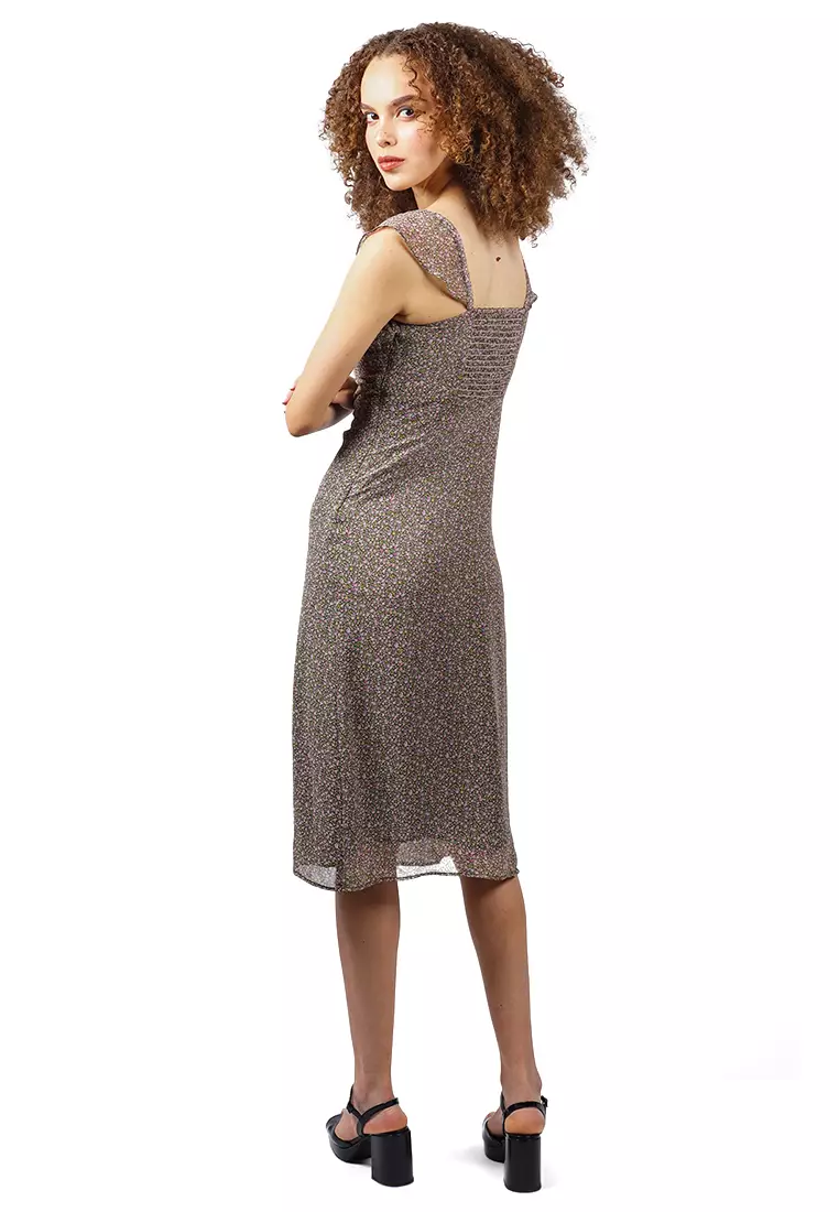 Buy JUST G Ditsy Floral Balconette Midi Dress With Slit 2026 Online |  ZALORA Philippines