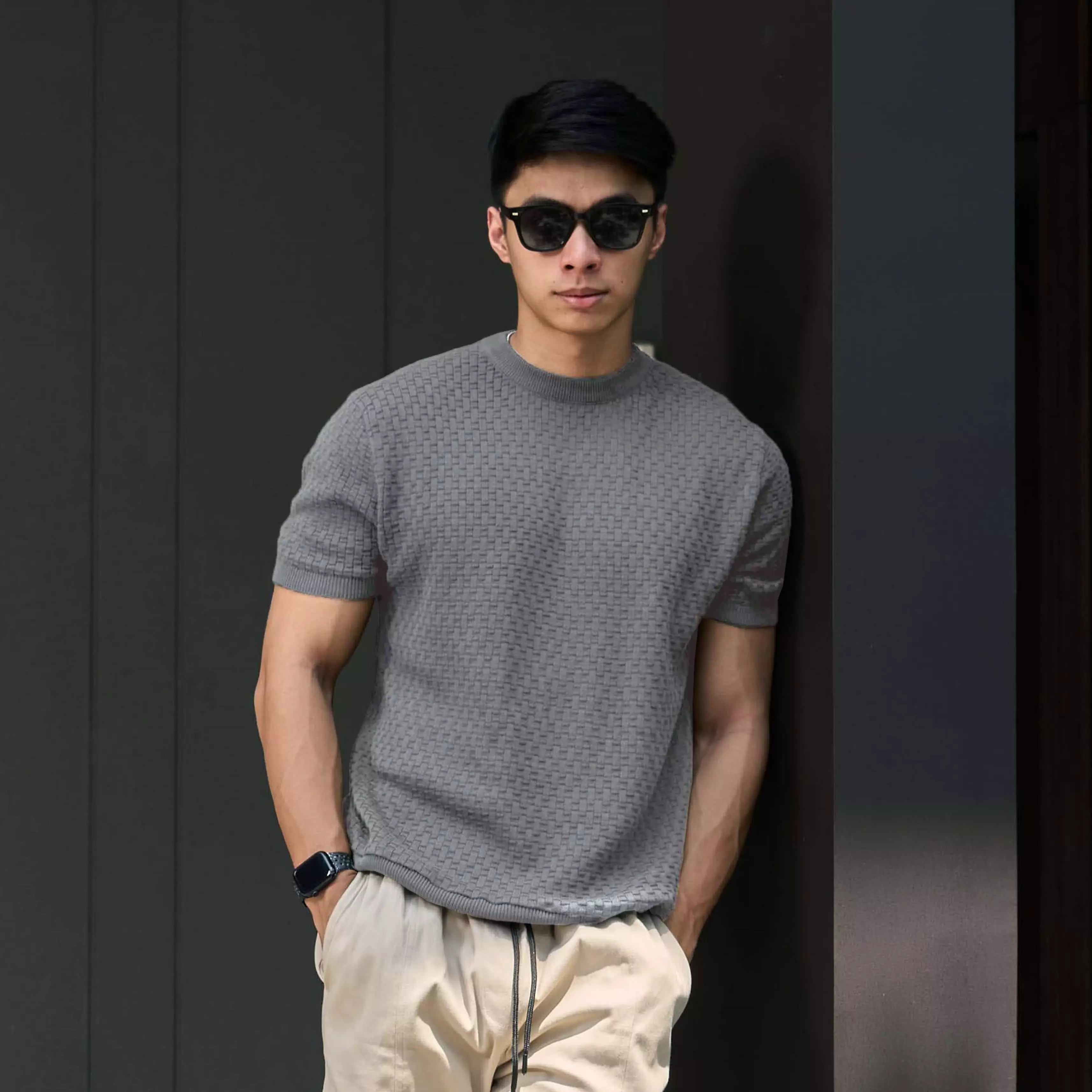 Kale Miller Grey / Sweater Rajut Pria Lengan Pendek / Knitwear