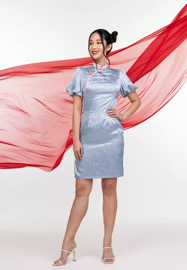 Jual Zalora Studios Puff Sleeve Cheongsam Dress Original 2024