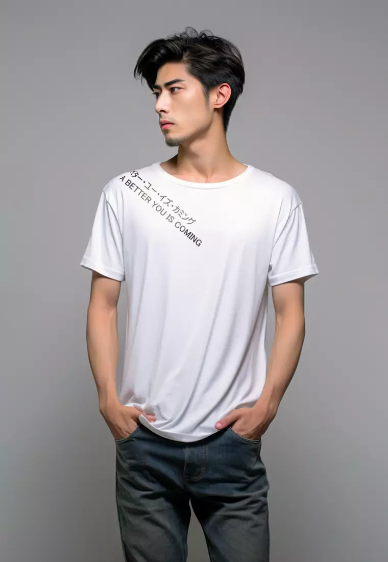 MTI41 Kaos T-Shirt Pria Instacool Byic Diagonal Putih