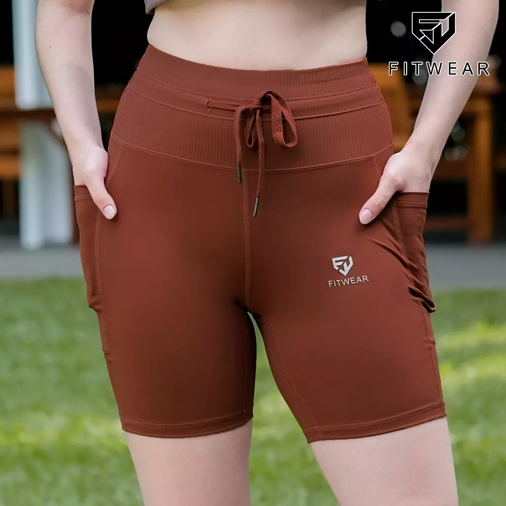 Fitwear Legging / Celana Pendek Olahraga PHARITA POCKET TIE - BRICK TIE
