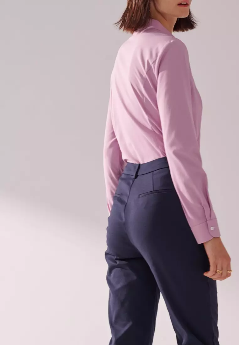 深藍中腰緊身版經典彈性修身長褲