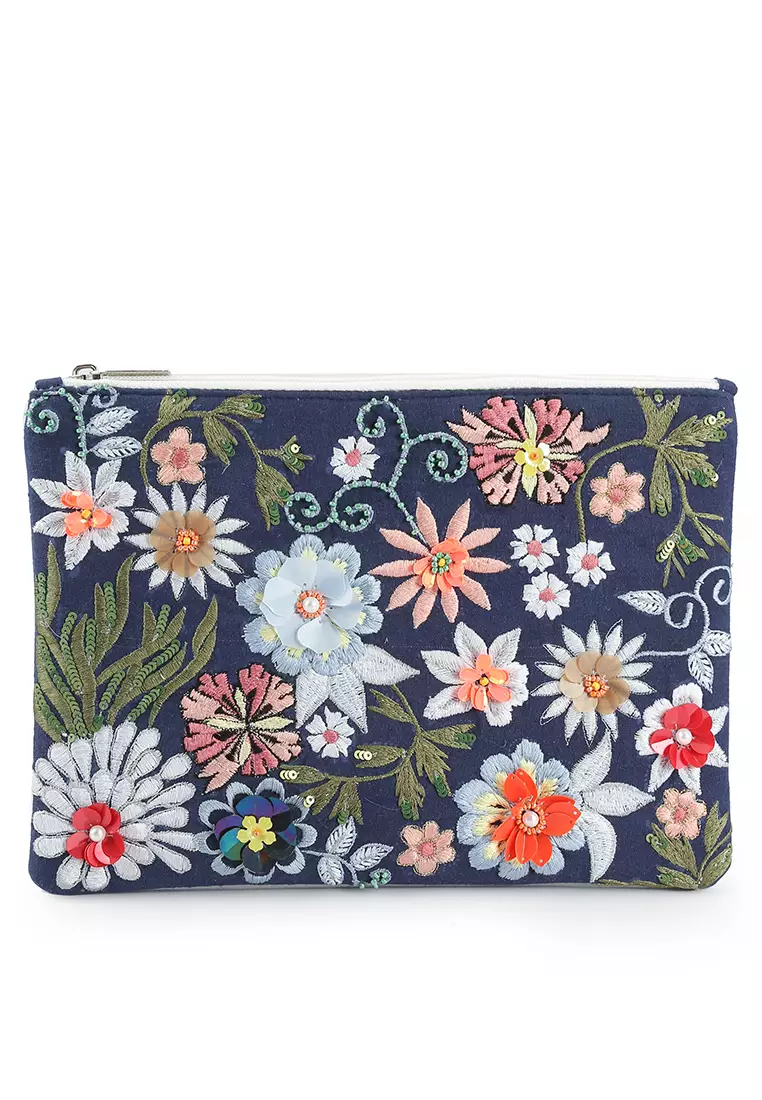 Red hot sale floral clutch