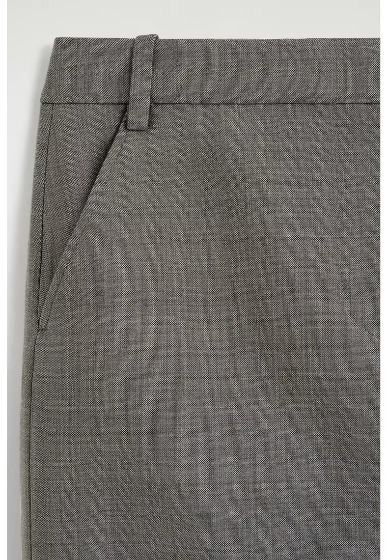 TURN-UP WOOL-BLEND PENCIL SKIRT