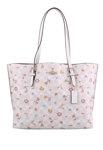 Coach white Coach Mollie Tote In Signature Canvas With Mystical Floral Print - White 6340EACE57B732GS_1