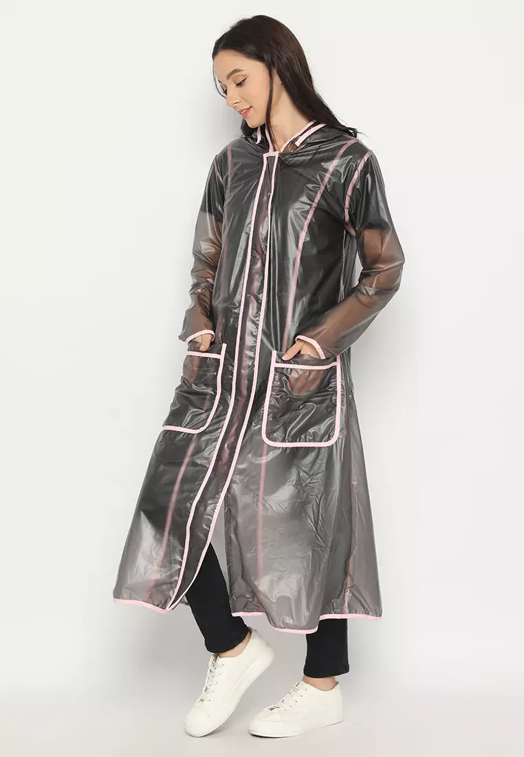 Queeni Raincoat Black-Pink
